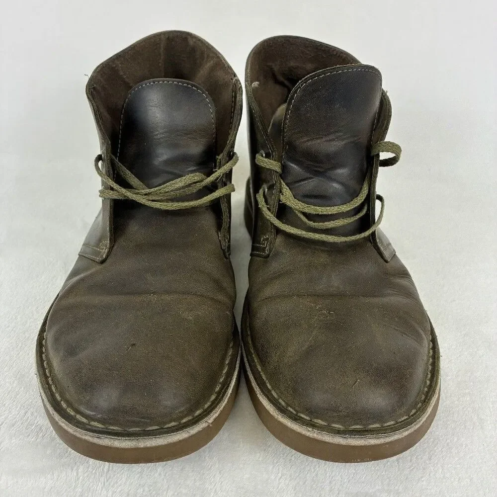 Clarks Bushacre 2 Chukka Leather Boots Men's UK 8.5 US 9.5 Brown Olive Green